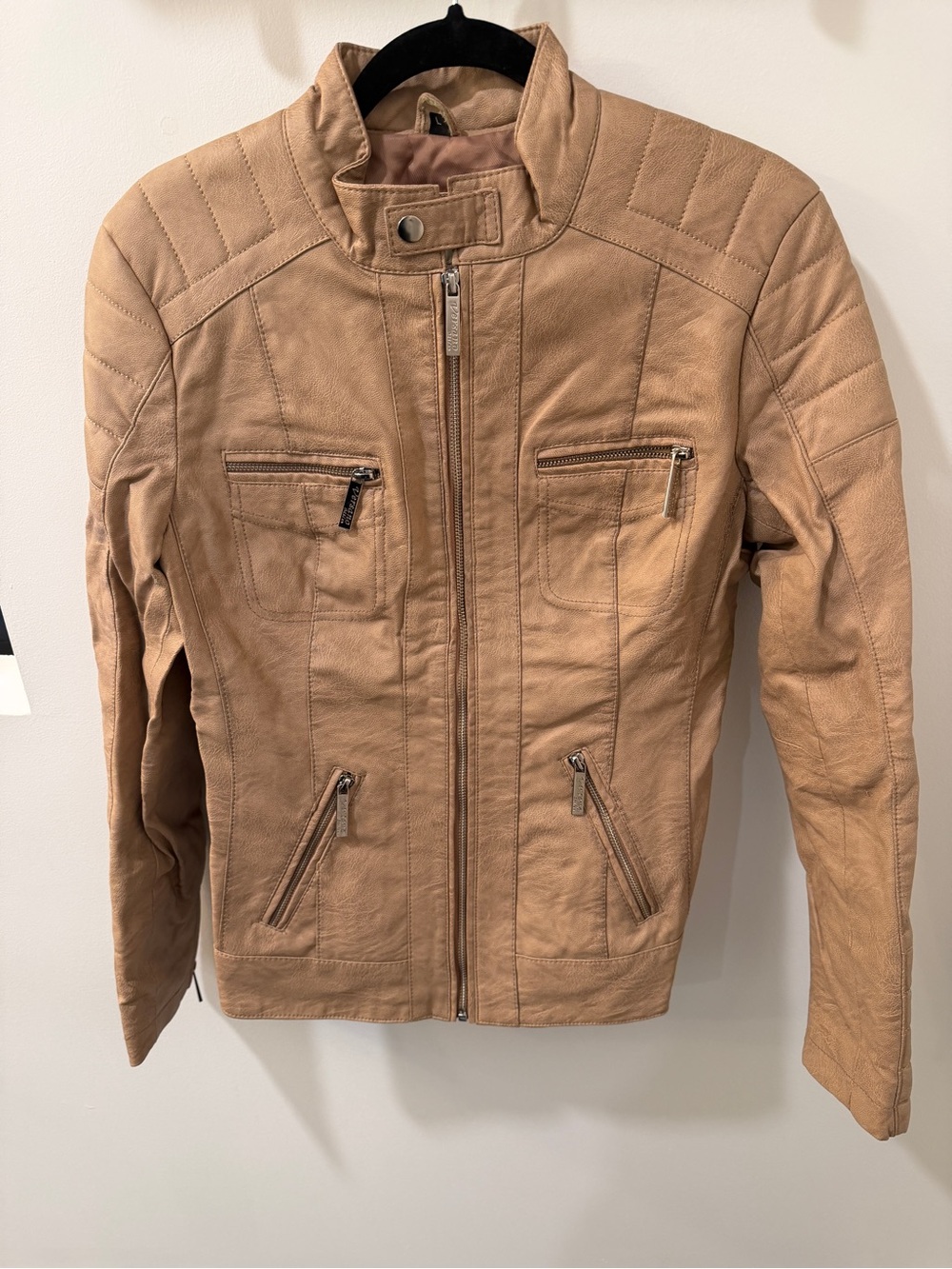 Women’s Tan Italian Leather Moto Jacket